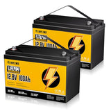 Rvpozwer 12V 100Ah LiFePO4 Lithium Battery 2 Pack Group 31 with 100A BMS
