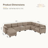 HAOMARKETS 135” Modular Sectional L Shaped Corner Sofa with Movable Ottoman