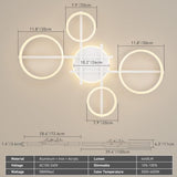 Glimchase 5-Ring LED Dimmable Modern Ceiling Light Fixture, 58W 3000K-6000K Flush Mount Ceiling Lamp with Remote for Living Room, Bedroom, Dining Room, Kitchen (White)