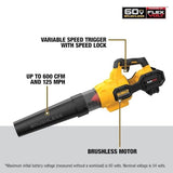 DEWALT FLEXVOLT 60V MAX* Blower, 125 MPH, 600 CFM (DCBL772X1)