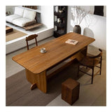 zhongxlla Standing Desk, Solid Wood Desk Dining Table with Open Shelves
