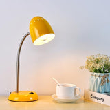 Eye-Caring Table Lamp of Simple Designs Home E26 Led Screw Basic Metal Desk Lamp with Flexible Gooseneck Hose Neck, On/Off Switch(Yellow)