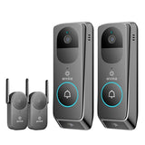 2 Pack Wireless Doorbell Camera, 9000mAh Battery, 2K Video Doorbell, 2 Way Audio