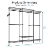 VIPEK V3 Nano Clothes Rack with 4 Semi-Shelves and 3 Standard Shelves, Clothing Rack for Hanging Clothes, Max Load 800LBS, Black
