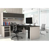 BOWERY HILL Modern Wood 5 Piece L-Shaped Computer Desk with Hutch