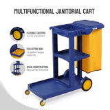 Commercial Traditional Cleaning 3-Shelf Janitorial Cart, 500 Lbs Capacity Housekeeping Cart,