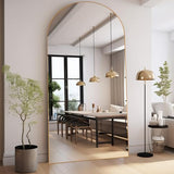 ZHUNFA Arched Full Length Mirror, 76x34 Oversized Floor Mirror with Stand