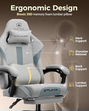 LUCKRACER Big and Tall Gaming Chair, 350Lbs Heavy Duty Office Chairs High Back Computer Chairs with Foot Rest Wide Cushion Lumbar Support Desk Chair Comfy for Adults Breathable Fabric, Smoky-Grey
