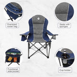 Northroad Oversized Portable Camping Chair, Full Padded Outdoor Folding Chair Support 350 LBS, Heavy Duty Lawn Chair with Cup Holder, Cooler Bag, Lumbar Support, Head Pocket for Adult-Blue