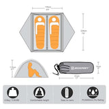 Bessport Camping Tent for 3 Person, Lightweight Backpacking Tent Waterproof Windproof Two Doors Easy Setup Double Layer Outdoor Tents for 3 to 4 Seasons, Suitable for Outdoor,Hiking,Camping