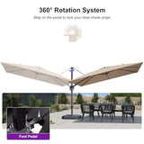 PURPLE LEAF 11' X 8' Left-right Tilting Patio Umbrella Outdoor Cantilever Swivel Rectangle Umbrella with Tilt Aluminum Offset Umbrella with 360-degree Rotation for Garden Deck Pool Patio Beige