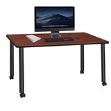 Scranton & Co Mobile Desk, 66 x 24 in, Cherry Laminate Top, Black Tubular Steel Legs, Locking Casters, 1 in Thick Durable Melamine Surface, Rolling Computer Desk for Home Office, Classroom, or
