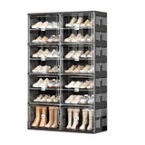 wesimple 28 Pairs Portable Shoe Storage Cabinent of 3-Step Fast Installation,Plastic Shoe Box with Magnetic Clear Door for Entryway, Enclosed Shoe Rack for Sneaker, Heels etc.. (2Row, 7Tier)