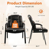Big & Tall 500 lb. Guest Chair, Leather Reception Chairs with Padded Arm Rest for Waiting Room Office