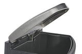 Rubbermaid Commercial Slim Jim Stainless Steel Front Step-On Wastebasket, 24 gal, Black Trim