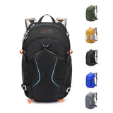 MIVENTO Hiking Backpack with Front Open Pockets, Wire Support Rear Panel, Splash-Resistant Nylon, for Men Women Outdoor Travel (Black)