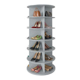 SpaceAid 6 Tier Rotating Shoe Rack Tower, Spinning Shoe Display Lazy Susan, Revolving 360 Shoe Rack Storage Round Carousel, Vertical Handbag Rotate Shoes Closet Organization (6-Tier Gray)