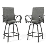 Sophia & William Outdoor Bar Stools Set of 2, Swivel Bar Chairs, Tall Patio Chairs, Outdoor High Top Stools, Supports 300 lbs (Grey Fabric)