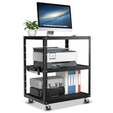 Auto Dynasty Height Adjustable AV Presentation Cart with Power Strip, 42" x 35" Rolling Storage AV Carts, 2 USB Ports
