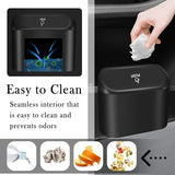 YGDMD Portable Car Trash Cans with 2 Rolls Garbage Bag,Push-on Car Trash Bin with Lid & Hook for in-Vehicle Waste Disposal (Black)