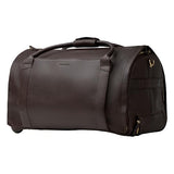 Wool & Oak NOVA Large Duffle Bag with Wheels - Leather, Chocolate | Carry on garment duffle bags for travel
