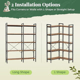 Huuger 5 Tier Bookshelf, L Shaped Corner Bookshelf with 10 Open Shelves