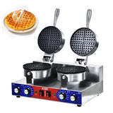 HTTSICHI Waffle Maker - Commercial Waffle Iron w/Two Non-stick 7 in Baking Pans, 550 ℉ Temperature and Timers, 2400W Dual Waffle Machine