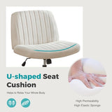 NEWBULIG Wide Seat Home Office Desk Chair Armless, Cross Legged Ergonomic Chair for Bedroom or Study, Adjustable Height Swivel