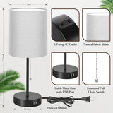 Table Lamps Set of 2 with 2 USB & AC Outlet, Bedside Nightstand Lamps for Bedroom Living Room Kid’s Room