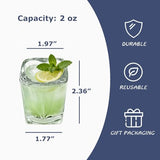 Valeways 2oz Heavy Base Shot Glasses, Sets of 6/Heart Shaped Clear Tequila Shots/Square Shot /Espresso Shot Glass/Bulk Shot Glasses