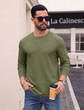 Askdeer Men's Waffle Long Sleeve T-Shirt Casual Lightweight Pullover Tees
