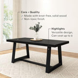 Plank+Beam 72 Inch Farmhouse Dining Table, Solid Wood Rustic Kitchen Table, Large Wooden Rectangular Dinner Table for Dining Room, Black