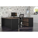 Bestar Connexion 72W U-Shaped Executive Desk with Lateral File Cabinet in Antigua & Black