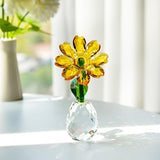 H&D Crystal Sunflower Figurine Ornament Glass Flowers Paperweight Lady Gift Birthday Party Table Decor