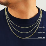 Nuragold 10K Real Yellow Gold Cuban Curb Link Chain Necklace