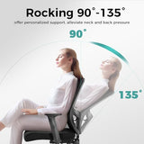 ALPHA HOME Office Chair Ergonomic, Mid Back Mesh Computer Chair with Lumbar Support Executive Stool with Adjustable Armrest & Seat Cushion, BIFMA & SGS Certified