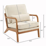 Bonnlo Fine Beige Accent Chairs Set of 2, Upholstered Mid Century Modern Lounge Fabric Chairs