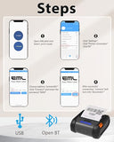 ZYWELL ZM04 1.0 Label Maker, Bluetooth Thermal Label & Receipt Printer Two-in-One 58mm/80mm,Portable for Android/Windows