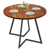 Round Dining Table Set for 4, Wood Tabletop & Heavy-Duty Steel Frame, 5-Piece Dinette with Chairs for Kitchen