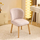 VINGLI Chenille Curved-Back Armless No Wheels Vanity Chair