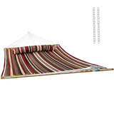 Sunnydaze Extra Large Quilted Hammock with Spreader Bars - 2-Person Hammock for Outside - Awning Stripe