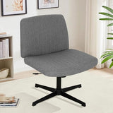 Cross Legged Office Chair Desk Chair Without Wheels,Vanity Chair with Back Ergonomic Swivel Armless Chair Adjustable