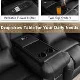 URRED Power Loveseat Recliner Sofa with Massage and Heat，Black