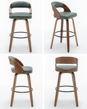 AQG Swivel Bar stools Set of 4 Bar Chairs 26" Counter Height Mid-Century Modern Bentwood Barstool