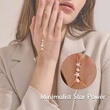 YOIHUR 925 Sterling Silver Finger Ring Bracelet Hand Chain for Women, Rose Gold Plated Adjustable Hand Chains, Stack Jewellery Star Hand Jewelry Gifts for Women, 2" to 2.4" Extend
