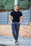 GINGTTO Mens Dress Pants Slim Fit Stretch Pinstripe Pants Men Casual Navy Blue 30Wx30L