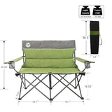 Northroad Outdoor Camping Chair Set of 3,Folding Padded Camp Chair,Collapsible Conversation Set w/1 Sofa,2 Single Chairs for Family Patio,Beach (Green)