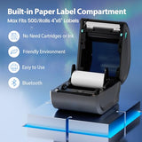 Bluetooth Shipping Label Printer 4x6 - D520BT Thermal Label Printer for Small Business