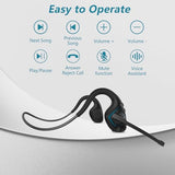 Bluetooth Headset with Boom Microphone, Open Ear Headphones w/Noise Canceling Mic