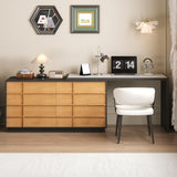 Modern L-Shaped Writing Desk with 8 Drawers, Large Computer Desk